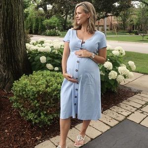 Pinkblush button front maternity midi dress